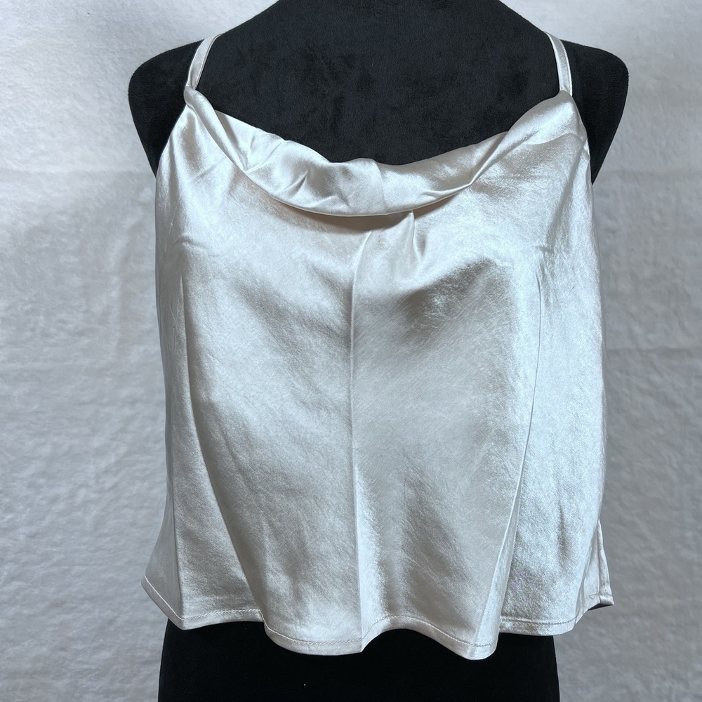 Lulus Hold Onto Love Beige Satin Cowl Neck Cami Tank Top Medium Romantic Y2K NEW